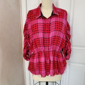 NWT WE THE FREE Plaid Top